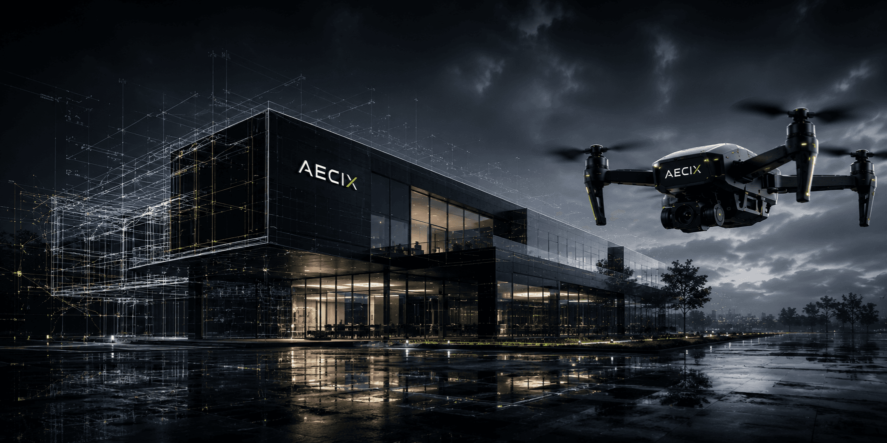 AECIX careers — drone over construction site